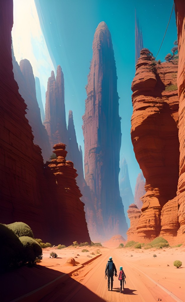 A Martian street designed to follow the natural contours of the landscape