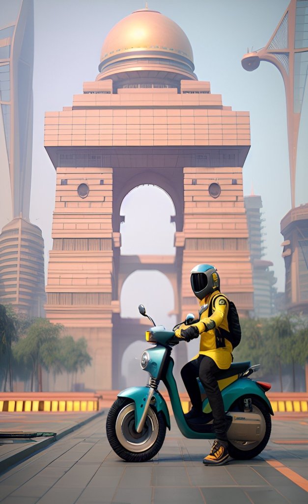 Modern buildings and high-tech infrastructure contrast with historic monuments and traditional architecture in the heart of New Delhi.